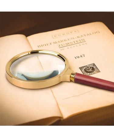 70mm 10X Handheld Magnifying Glass Shatterproof Reading Magnifier Real Glass Magnifying Lens with Imitation Mahogany Handle for Science Reading Book Inspection - Buy Online on SooperMarket.com