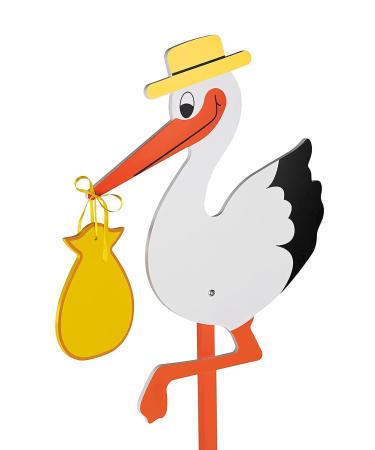 Theolino Storch Birth - Premium 150 cm Wooden Stork - Double-Sided Print - Unique Baby Gift for Birth - Perfect for Boys & Girls - Buy Online on SooperMarket.com