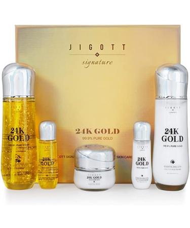 Signature 24K Gold Essential Skin Care 3 Set Toner Emulsion Cream Set (24K Gold)