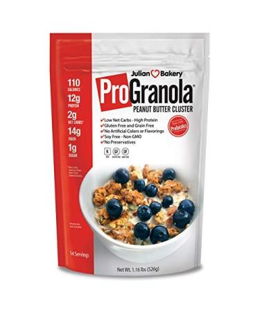 Julian Bakery® ProGranola® Cereal | Peanut Butter Cluster | 12g Protein | 2 Net Carbs | Gluten-Free | Grain-Free | 14 Servings