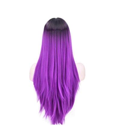 SHIYID Long Straight Purple Black Root Synthetic Hair Wig - High Temperature Fiber Women's Wigs for a Glamorous Look - Buy Online on SooperMarket.com