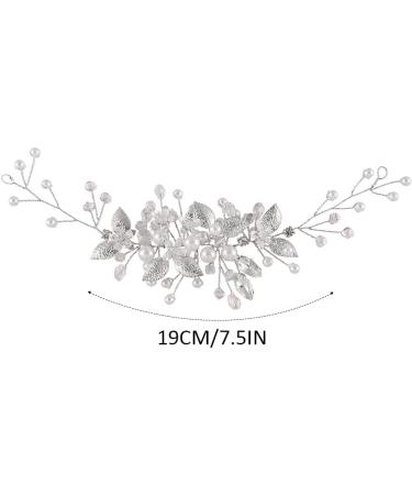 Handcess Leaves Bride Wedding Headband Silver Pearls Crystal Headpieces Rhinestone Bridal Hair Accessories for Bride and Bridesmaids - Buy Online on SooperMarket.com