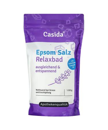 Epsom salt relaxing bath with natural lavender oil/lavender - magnesium sulfate for bathing - 1000 g - ideal for full and foot baths - Ideal for stress - original epsom salt from the pharmacy