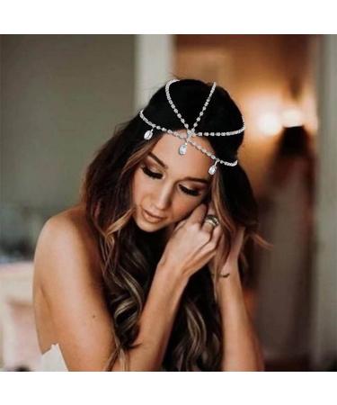 Yalice Rhinestone Layered Head Chain - Sparkly Bridal Headpieces for Women and Girls (Silver) - Buy Online on SooperMarket.com