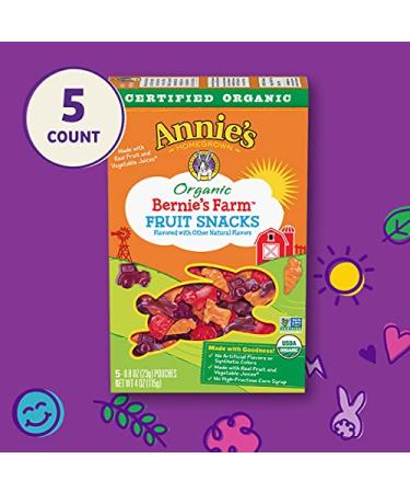Annie's Organic Bernieâ€™s Farm Fruit Snacks - Gluten Free, 4 oz (5 ct) - Buy Online on SooperMarket.com