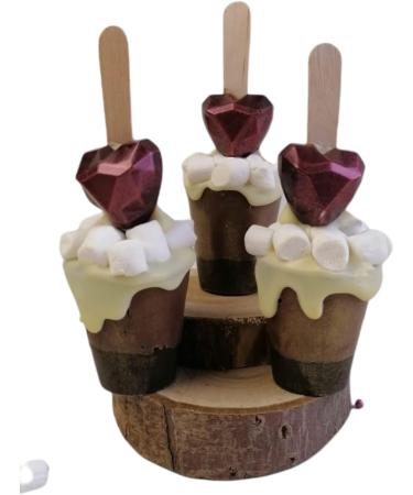 Belgian Hot Chocolate Stirrers Spoons Sticks set with Marshmallow & Heart Handmade Individually wrapped (3) - Buy Online on SooperMarket.com