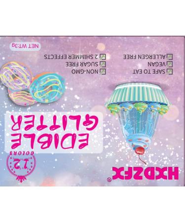 Edible Glitter Set - 12 Colors Tasteless Glitter Powder for Cakes Drinks & Chocolates | 3G Pack - Buy Online on SooperMarket.com