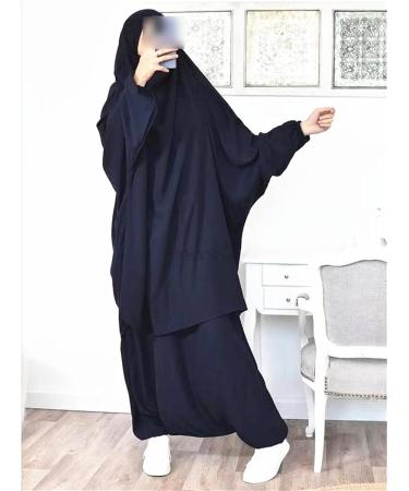 Kelsiop Eid Muslim Women Long Khimar 2-Piece Prayer Robe Set - Large Blue - Buy Online on SooperMarket.com