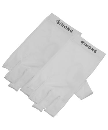 Mikinona 1 Pair UV Gloves Gel Nail Gloves Half Finger Gloves Outdoor Gloves Nail Art Skin Care Supply Summer Beach Gloves Womens Gloves UV Hand Protection Shield White LED Women's Fabric