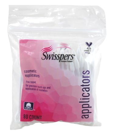 Swisspers Cotton Swabs 80 Count Cosmetic Applicators (Pack of 2)