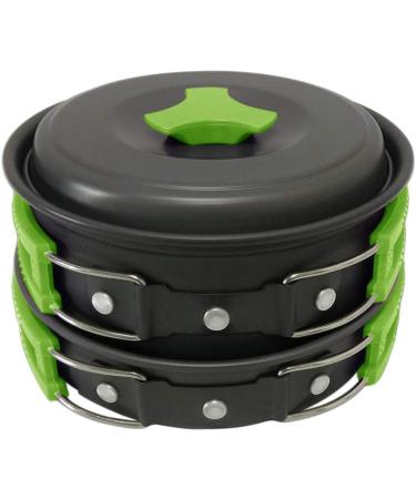 Gold Armour 10-Piece Camping Cookware Mess Kit - Lightweight & Durable Backpacking Gear for Hiking Outdoors - Compact Cookset with Pot, Pan, and Bowls - Green - Buy Online on SooperMarket.com