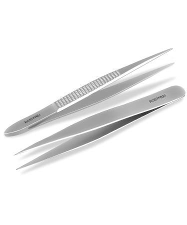 Professional set of plucking tweezers pointed tweezers 2-piece splinter tweezers made of stainless steel
