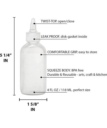 BRIGHTFROM Twist Top Applicator Bottles 4 oz - 3 Pack | Refillable Squeeze Plastic Bottles | Leak Proof & Multi Purpose - Buy Online on SooperMarket.com