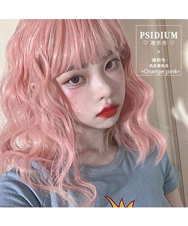 Uwowo Short Curly Hair Black Orange Pink wigs Cosplay Lolita Wigs Heat Resistant Synthetic Hair Anime Party wigs orange pink