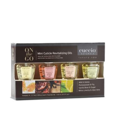 Cuccio Naturale Mini Cuticle Revitalizing Oils - Hydrating Oils for Instant Cuticle Repair for Dry Skin and Nails - Paraben and Cruelty-Free Formula - Four Soothing, Spa Quality Fragrances - 4 pc