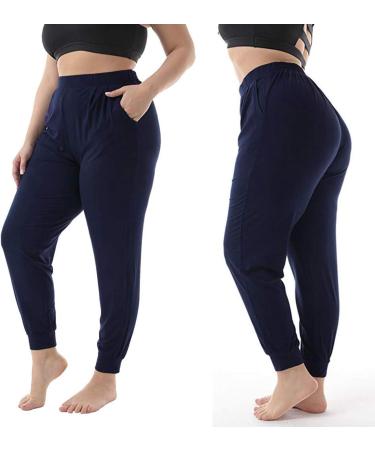 Sport Pants for Women Running Joggers Causal Workout Gym Yoga Sweatpant Comfy Elasticated Trousers Jogging Bottom with Pockets 18-djufh-navy-c L - Buy Online on SooperMarket.com