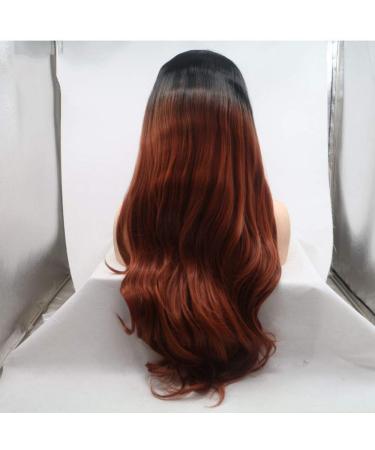 SHIYID Natural Black to Brown Red Wave Lace Front Wigs | Long Heat Resistant Synthetic Hair Wigs for Stunning Styles - Buy Online on SooperMarket.com