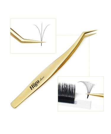 Professional Eyelash Extension Tweezers - Stainless Steel 45 Mega Curved Angled Fine Tip Tweezer for Volume Lashes - Gold Tweezer for Precision Application - 17mm - Eye Lash Extensions Supplies - Buy Online on SooperMarket.com