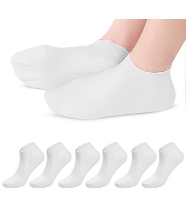 3 pairs of moisturizing socks socks of foot care socks for men and women gel socks for cravings dry hard cracked feet ankle heel (white)