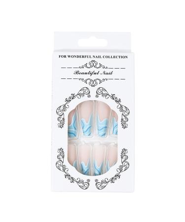 Brishow Long False Nails - Wave Press On Nails 24pcs for Women & Girls (Blue) - Trendy Artificial Nails for Easy Application & Stunning Look - Buy Online on SooperMarket.com