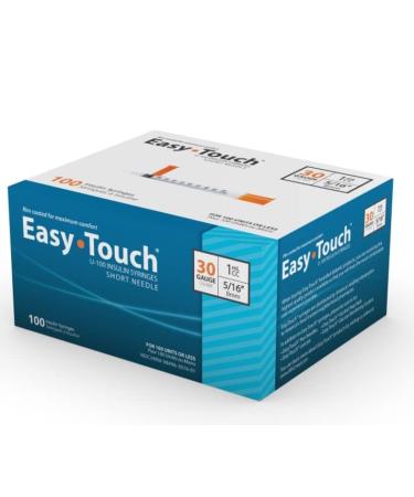 EasyTouch 30G 5/16 In. 1mL/CC Insulin Syringe 100 Pack