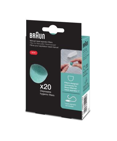 Braun Manual Nasal Aspirator 1 Filters (Nasal Suction Congestion Relief Baby Newborn 0+ Months Mucus Extractor Robust Large Filters hygienic Single-use Disposable Without BPA) BNF020EU