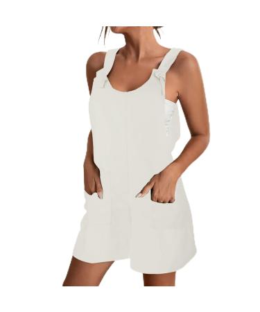 WILLBEST Women's Low Cut Sleeveless Jumpsuits Bohemian Off The Shoulder Straps Bib Long Pants Rompers Overalls with Pockets 2948-oyvsw-white-d 5XL
