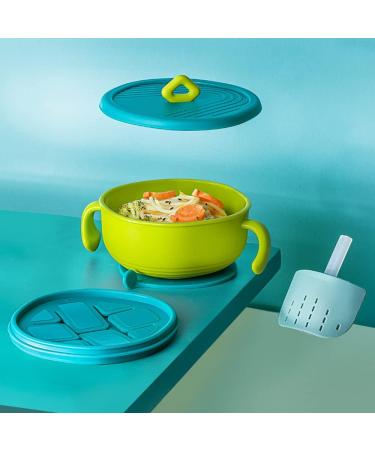 EasyRuir 3 in 1 Baby Bowl with Lid, Straw, and Snack Insert | Suction Toddler Bowl - BPA Free Self-Feeding Training Utensils | Pink - Buy Online on SooperMarket.com