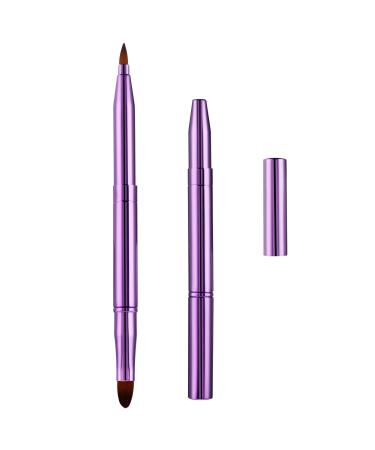 WLLHYF Dual-End Lip Brush Retractable Lip Makeup Brush Lipstick Eyeshadow Foundation Makeup Brush for Women Girls (Purple)