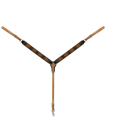Turquoise Cross Floral Tooled Collection Straight Breast Collar