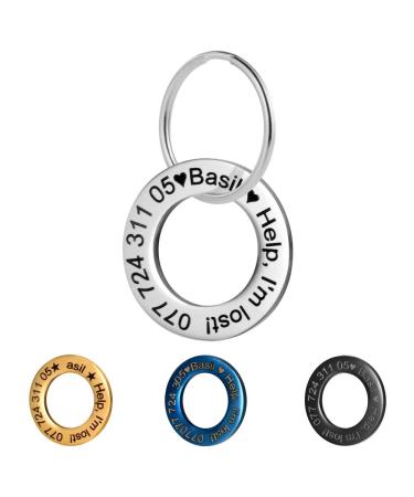 LYL Dog Tag for Stainless Steel with Deep Engraving Front and Back Ring Shape (Silver S) Silver S