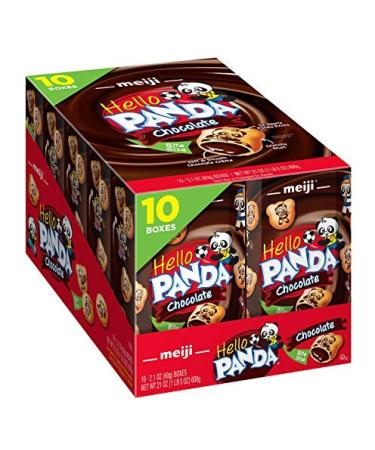 Meiji Hello Panda Cookies, Chocolate Crme Filled - 2.1 oz, Pack of 10 - Bite Sized Cookies with Fun Panda Sports