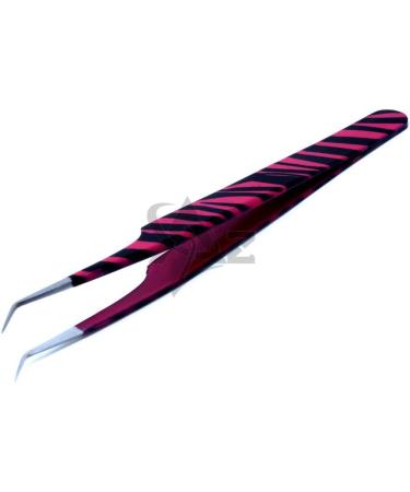 Stainless Steel Pink Black Zebra 3D Eyelash Extension Tweezers Set - Curved & Fine Point - A2Z - Buy Online on SooperMarket.com