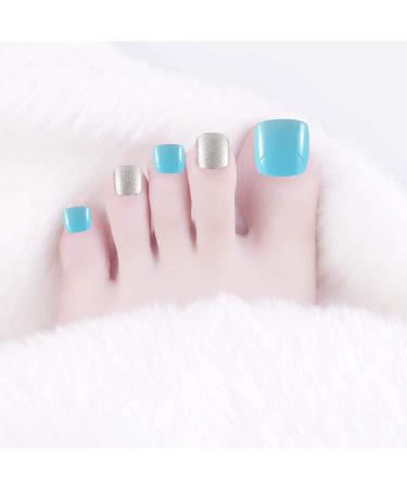 SIUSIO 96Pcs Colorful Square Acrylic Press-On Fake Toe Nails - UV Top Coat for DIY & Salons - Short False Nail Art Tips for Women & Girls - Buy Online on SooperMarket.com