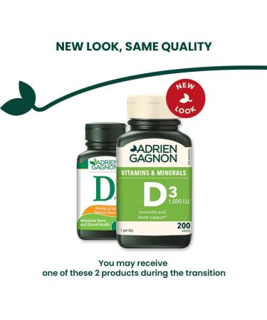 Adrien Gagnon - Vitamin D for Bones and Teeth Support 1000 I.U 240 (200+40 Bonus) Tablets - Buy Online on SooperMarket.com