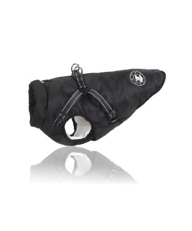 Warm Dog Coats Waterproof Upgrade Dog Clothes for Winter Cold Weather Cozy Dog Coat Dog Jacket with Harness for Small Medium Large Dogs M Black