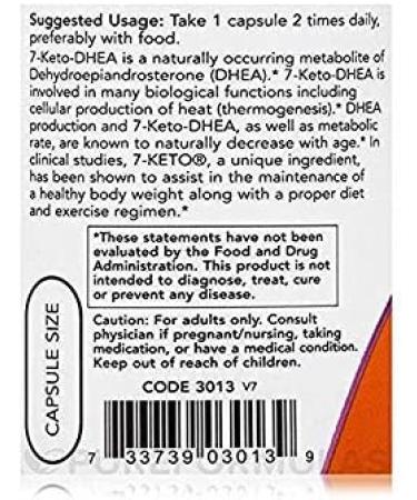 NOW Foods 7-KETO 100 mg - 60 Veg Capsules | Weight Loss Support & Metabolism Booster - Buy Online on SooperMarket.com