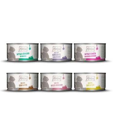 Mjamjam - Premium wet feed for cats - Mix package 6 for your cat 6 -pack (6 x 100 g) grain free with extra meat mix 6 100 g (6 Pack)