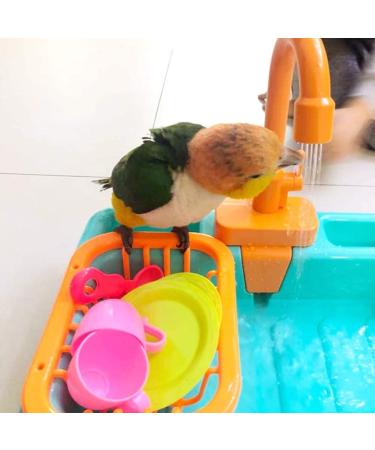 Yoruii Parrot Bath Tub with Faucet | Bird Shower Bath Feeder in Blue | Multifunctional Bird Supplies - Buy Online on SooperMarket.com