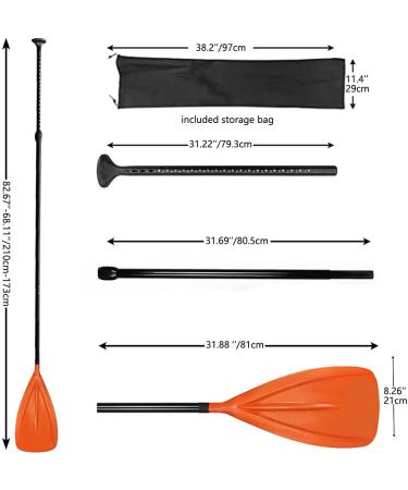 LBW SUP Paddle 3 Piece Stand Up Paddleboard Paddles - Adjustable Double Holes Lock, Sturdy & Ergonomic Design for Surfing Beginners - Orange - Buy Online on SooperMarket.com