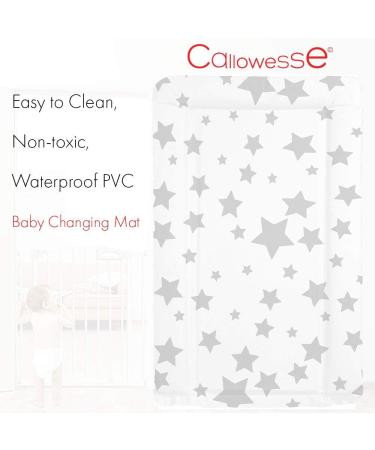 Callowesse Baby Changing Mat 79x47cm. Waterproof Wipe Clean Raised Edges Portable and Foldable Grey Stars Design - Buy Online on SooperMarket.com