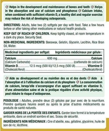 Nature's Bounty Calcium Pills plus Vitamin D3 1200mg Supplement & Vitamin D3 Pills and Supplement Helps Support Immune Function 1000iu 500 Softgels Supplement + Vitamin D3 - Buy Online on SooperMarket.com