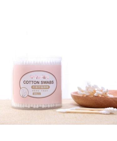 300 PCS White Spiral Lace Wooden Tube Cotton Swabs - Antibacterial & Sterile Cleaning Sticks for Eyes Ears & Makeup - Buy Online on SooperMarket.com