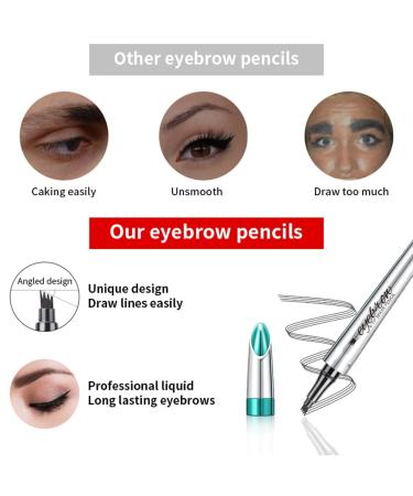 Long-Lasting Waterproof Microblading Eyebrow Pencil - 4 Tip Micro Head (#2 Dark Brown) | Perfect for Natural Looks - Buy Online on SooperMarket.com