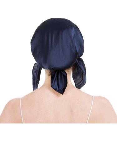 Oropy 100% Silk Sleep Cap for Women - Breathable Night Cap for Hair Loss - One Size Navy Blue | Hair Beauty Accessory - Buy Online on SooperMarket.com