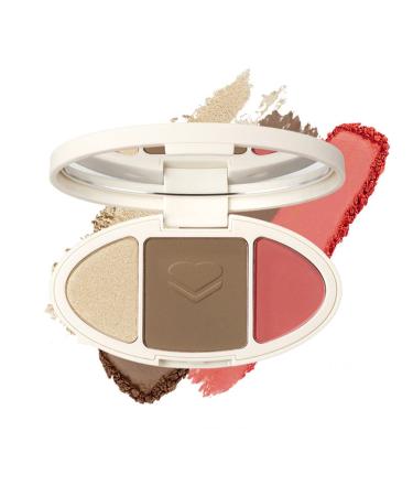 Go Ho Contour Highlighter Blush Palette Pressed Fine Contour Powder Silky Smooth Contouring Kit for Face Sculpting 3 In 1 Powder Daily Makeup 04 04 Makeup Palette