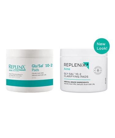 Replenix Gly-Sal Clarifying Acne Pads - Maximum Strength 10% Glycolic & Salicylic Acid Treatment - 60ct Travel Friendly Pads - Buy Online on SooperMarket.com