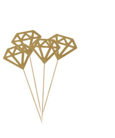 Vaguelly Wedding Decoration 50pcs Food Picks Birthday Wedding Diamond Wedding Cake Picks d Cupcake Picks Diamond Cupcake Topper Gem Cupcake Topper Fruitcakes Insert Card Flash Baby Golden medium