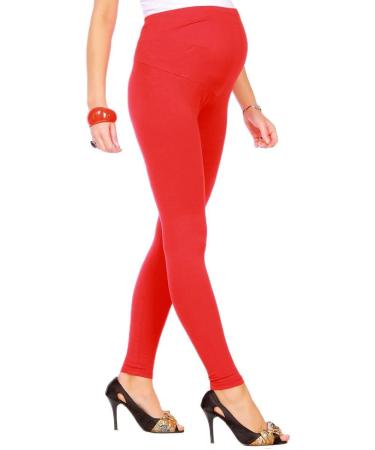 FUTURO FASHION Women's Maternity Leggings | Full Ankle Length Cotton | Comfortable Pregnancy Pants | Belly Support | Size 8-22 | Red - Buy Online on SooperMarket.com