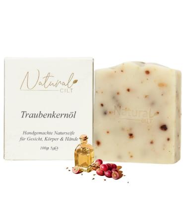 Natural Cilt grape seed soap - 100% natural soap - without questionable ingredients - certified - handmade - shower soap for all skin types - shower gel - natural food metics grape seeds 100 g (1 Pack)
